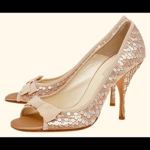 Prada Raso Lux Naturale Sequin Satin Pumps